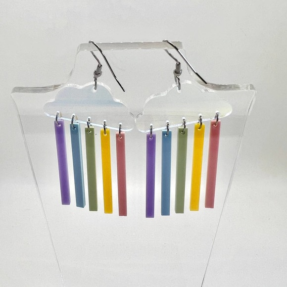 Rain Cloud Earrings - Pride Earrings - Rainbow Earrings - Rainy Day Earrings - Picture 5 of 9